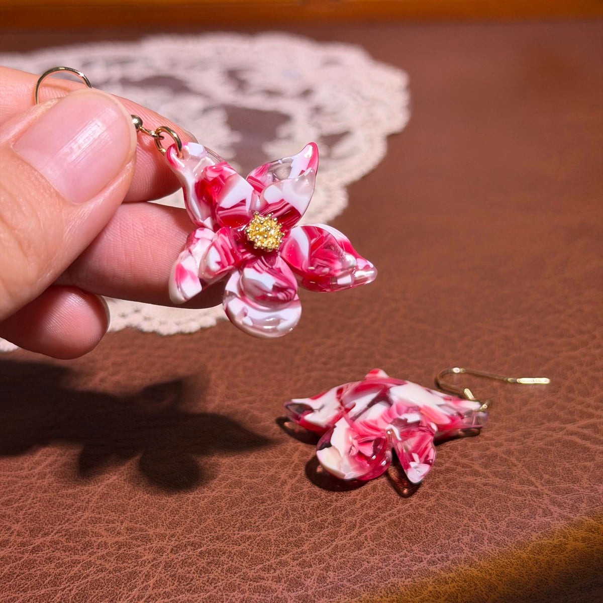 Marbled Bloom Drop Earrings