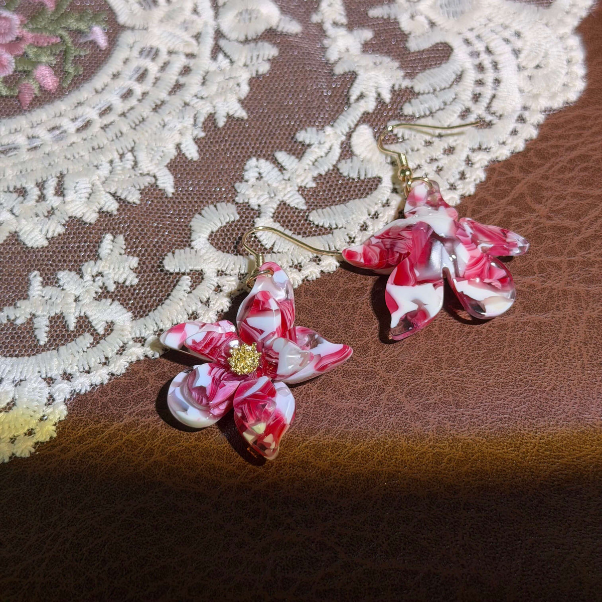 Marbled Bloom Drop Earrings