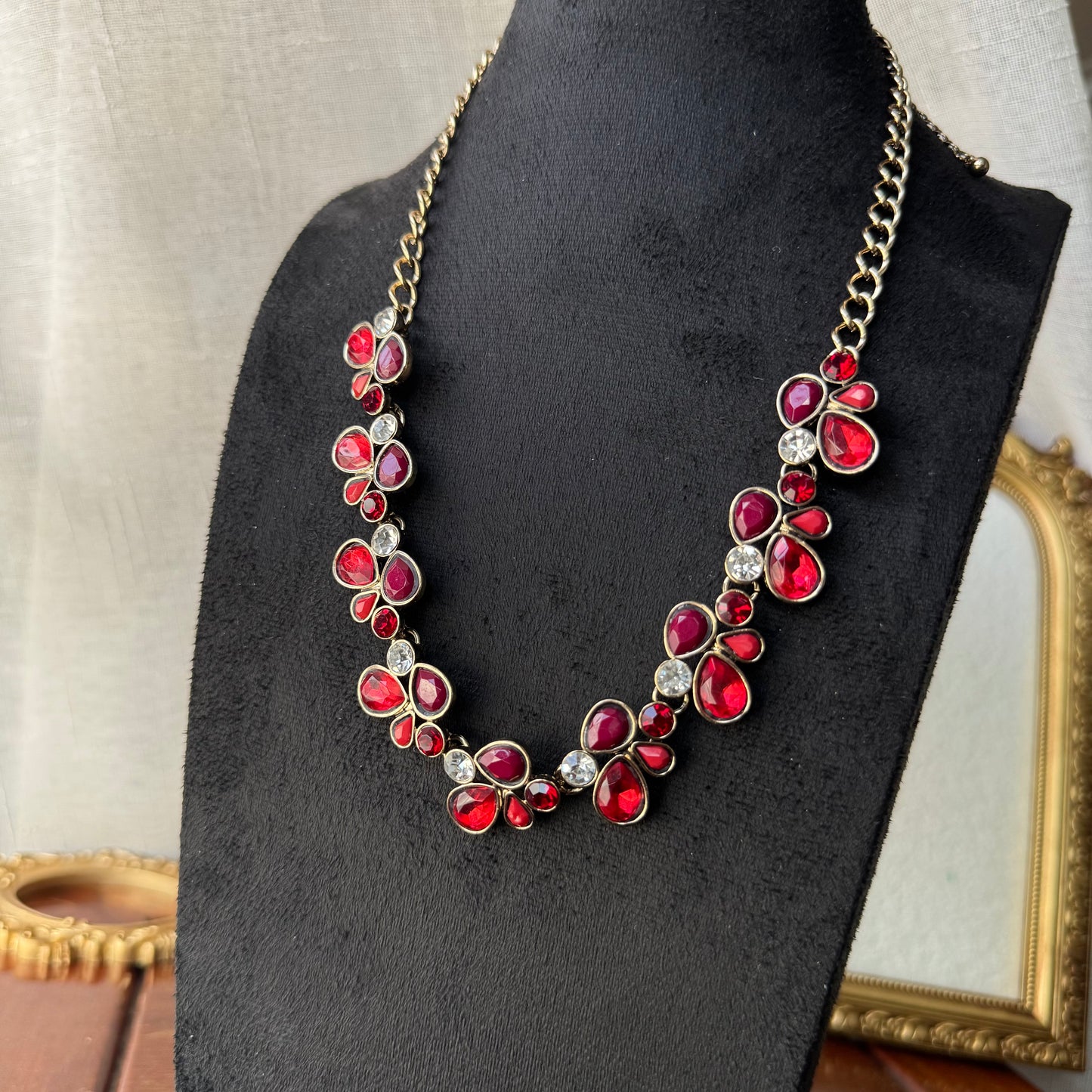 Red Teardrop Statement Necklace