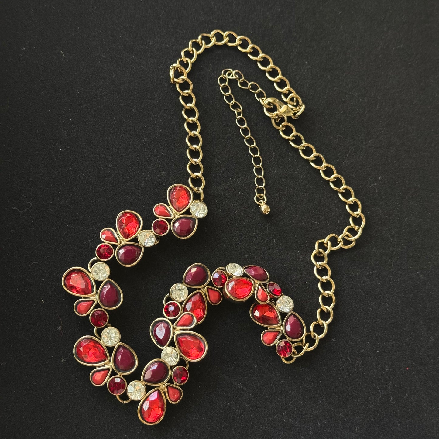 Red Teardrop Statement Necklace