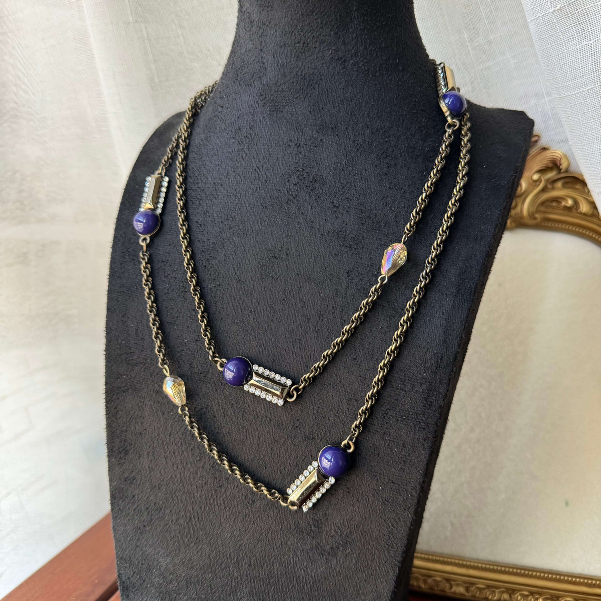 Vintage Rope Chain Necklace with Purple Accents