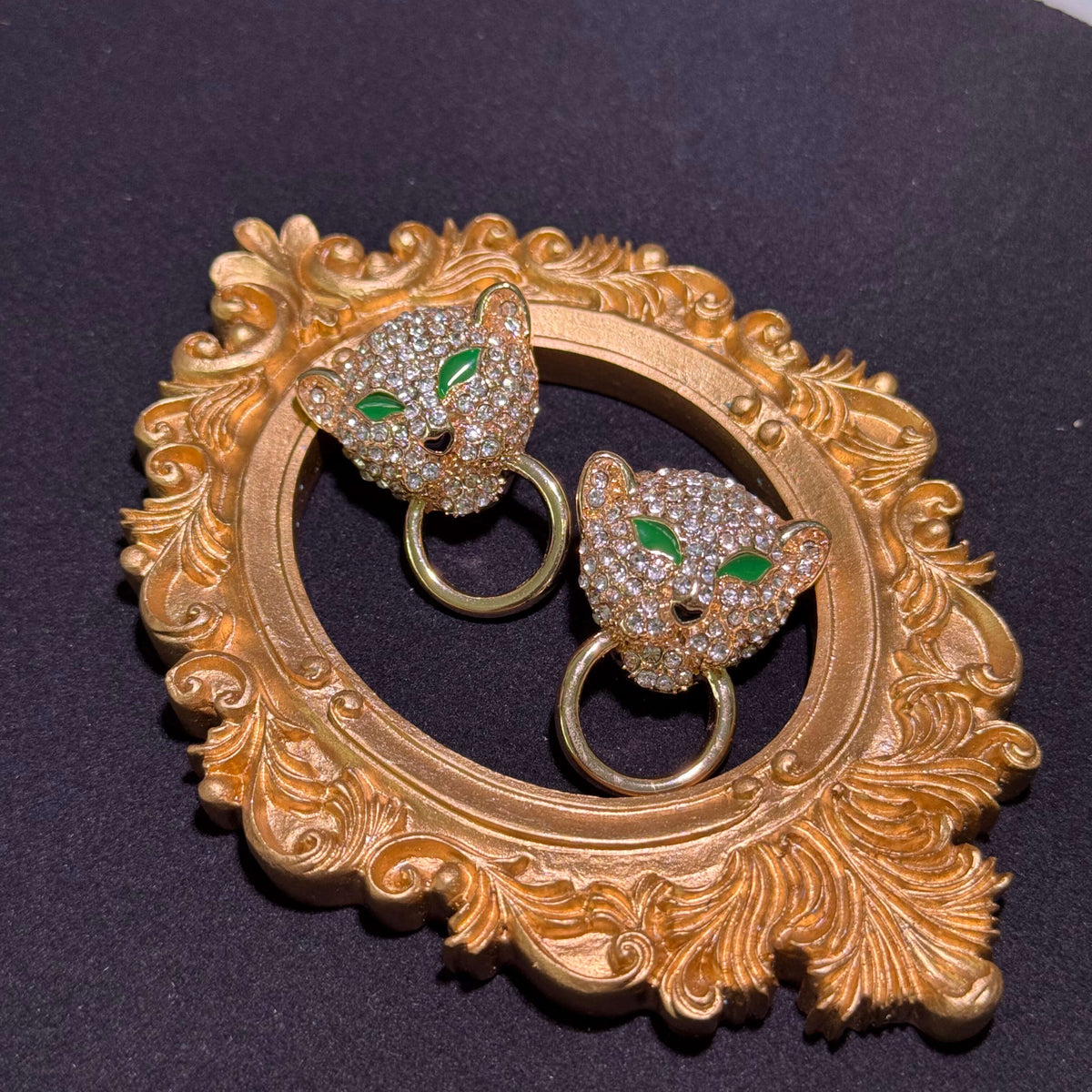 Pavéd Panther Push-Back Earrings