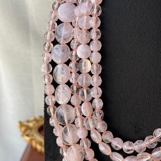 Blush Pink Multi-Strand Resin Bead Necklace