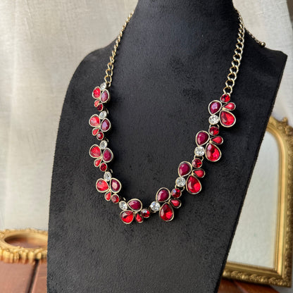 Red Teardrop Statement Necklace
