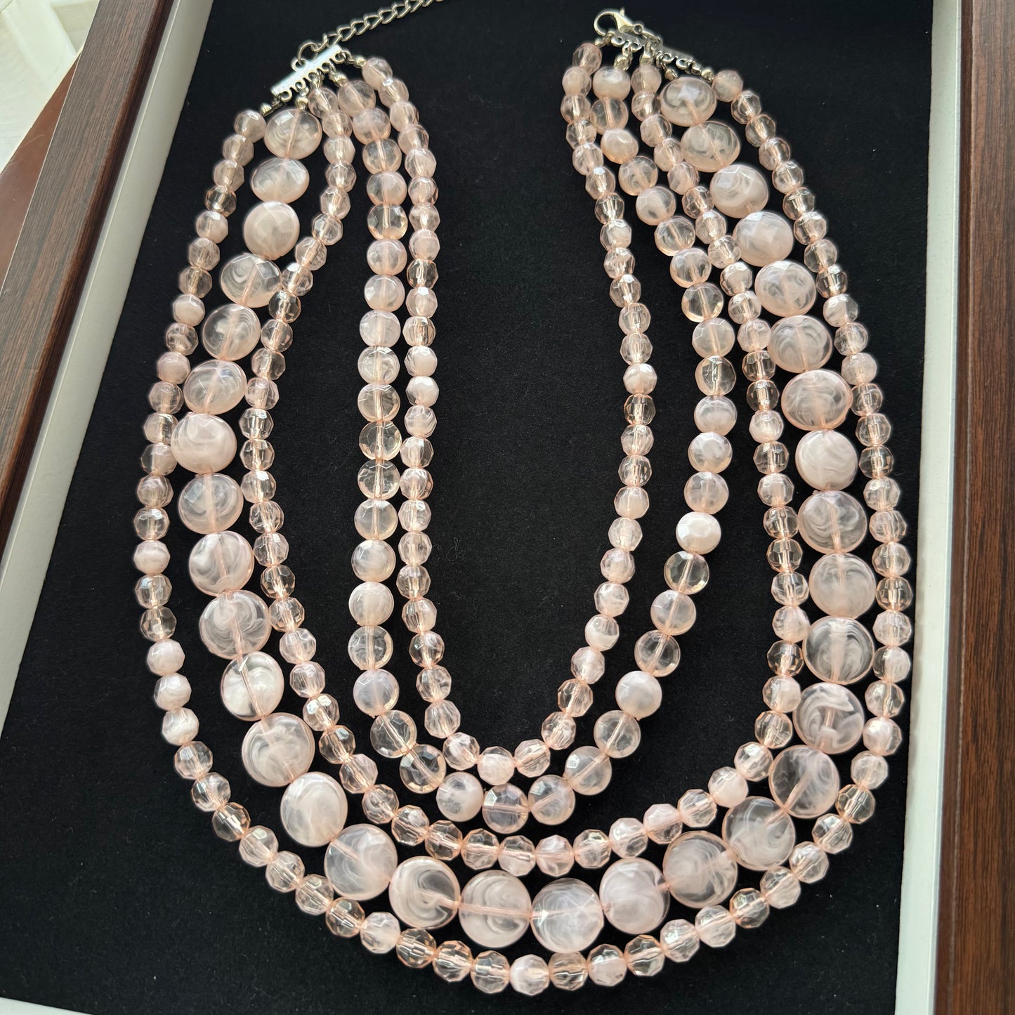 Blush Pink Multi-Strand Resin Bead Necklace
