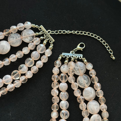 Blush Pink Multi-Strand Resin Bead Necklace