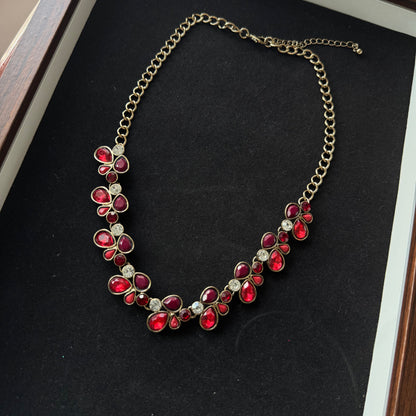 Red Teardrop Statement Necklace