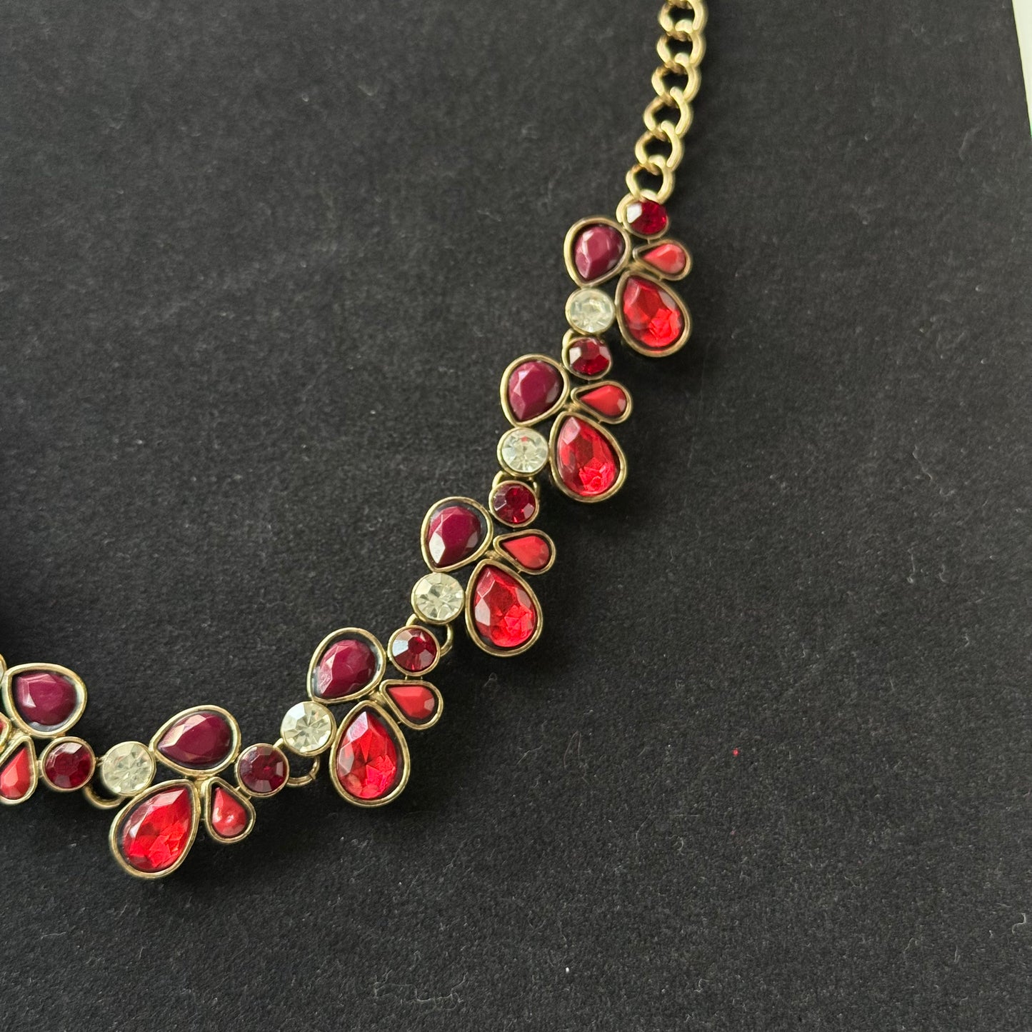 Red Teardrop Statement Necklace
