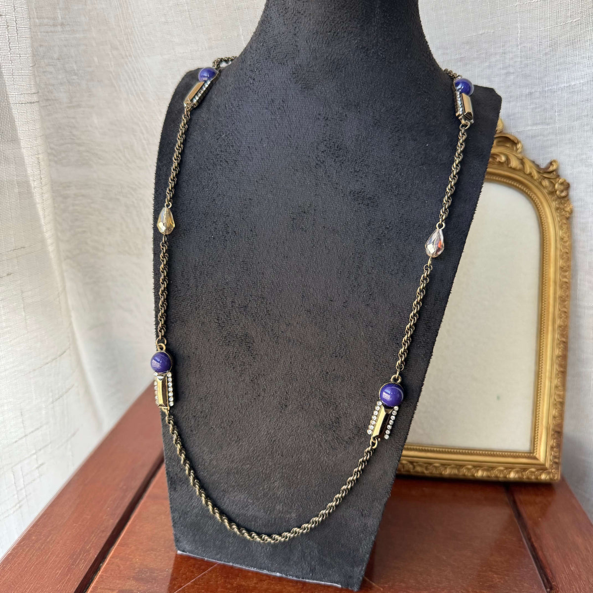 Vintage Rope Chain Necklace with Purple Accents