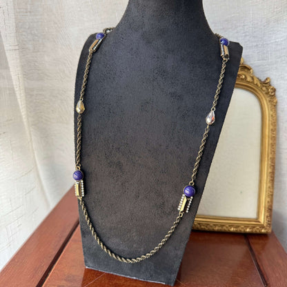 Vintage Rope Chain Necklace with Purple Accents