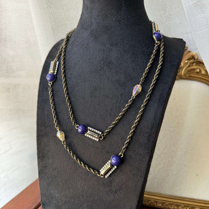 Vintage Rope Chain Necklace with Purple Accents