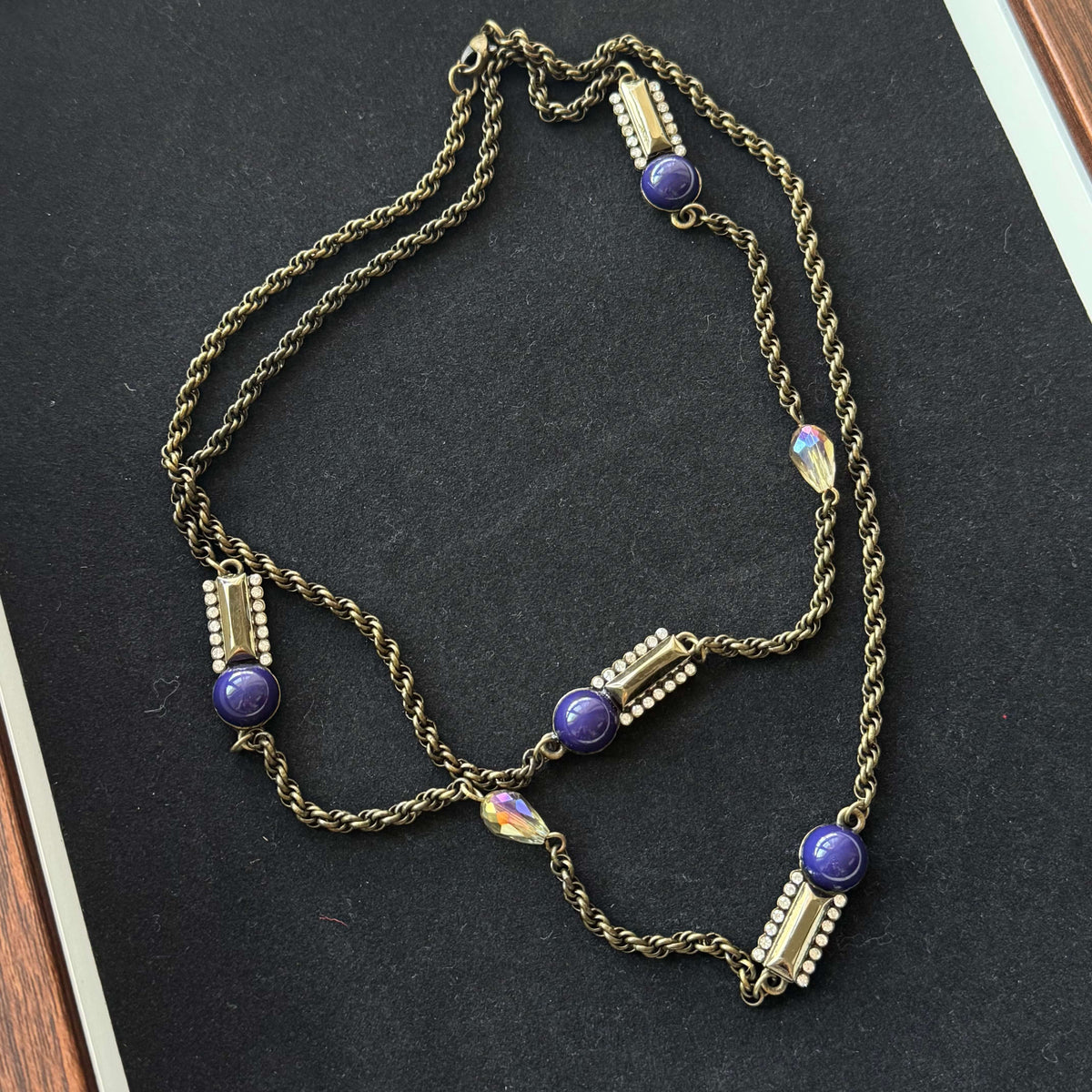 Vintage Rope Chain Necklace with Purple Accents