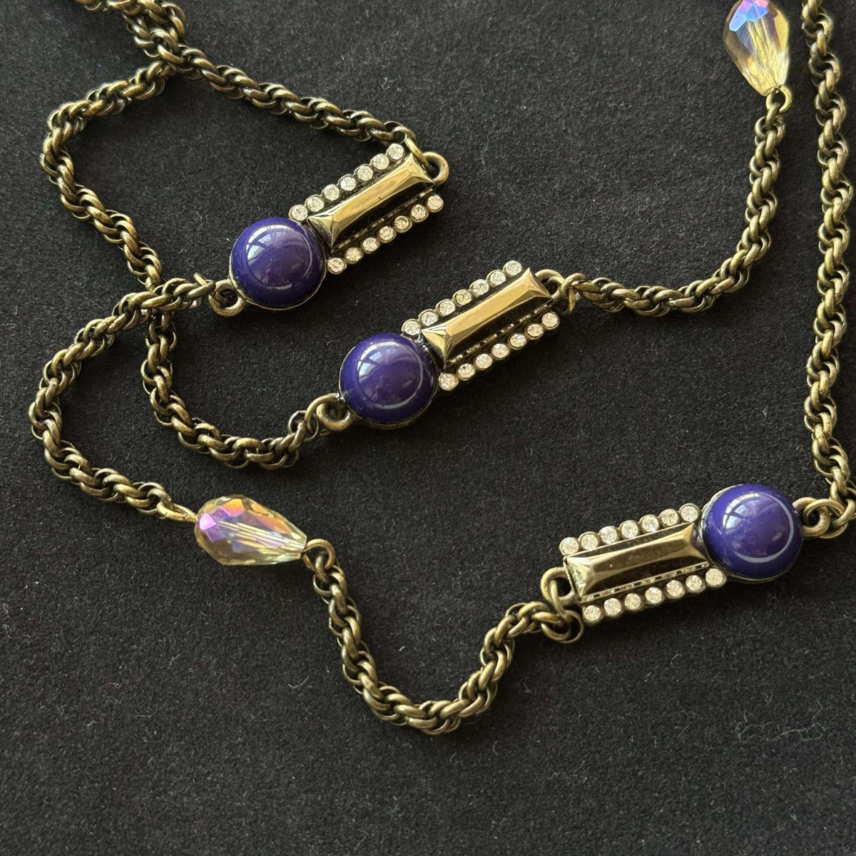 Vintage Rope Chain Necklace with Purple Accents