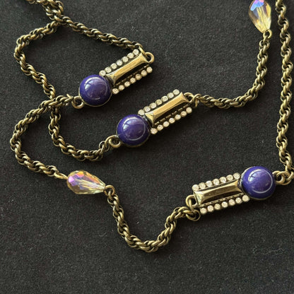 Vintage Rope Chain Necklace with Purple Accents