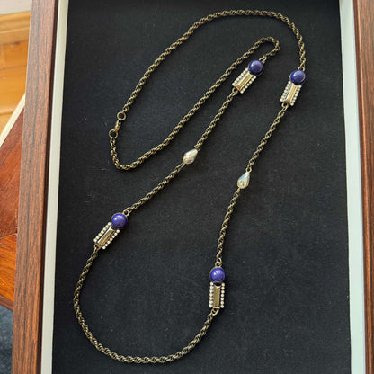 Vintage Rope Chain Necklace with Purple Accents